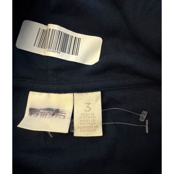 Chico's Mixed Media Cowl Neck Layered Long Sleeve Navy Top-Sz 3 (XL) - Picture 9 of 11